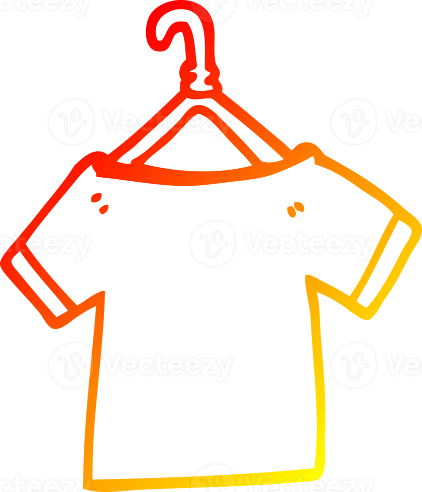 warm gradient line drawing of a cartoon t shirt on hanger png
