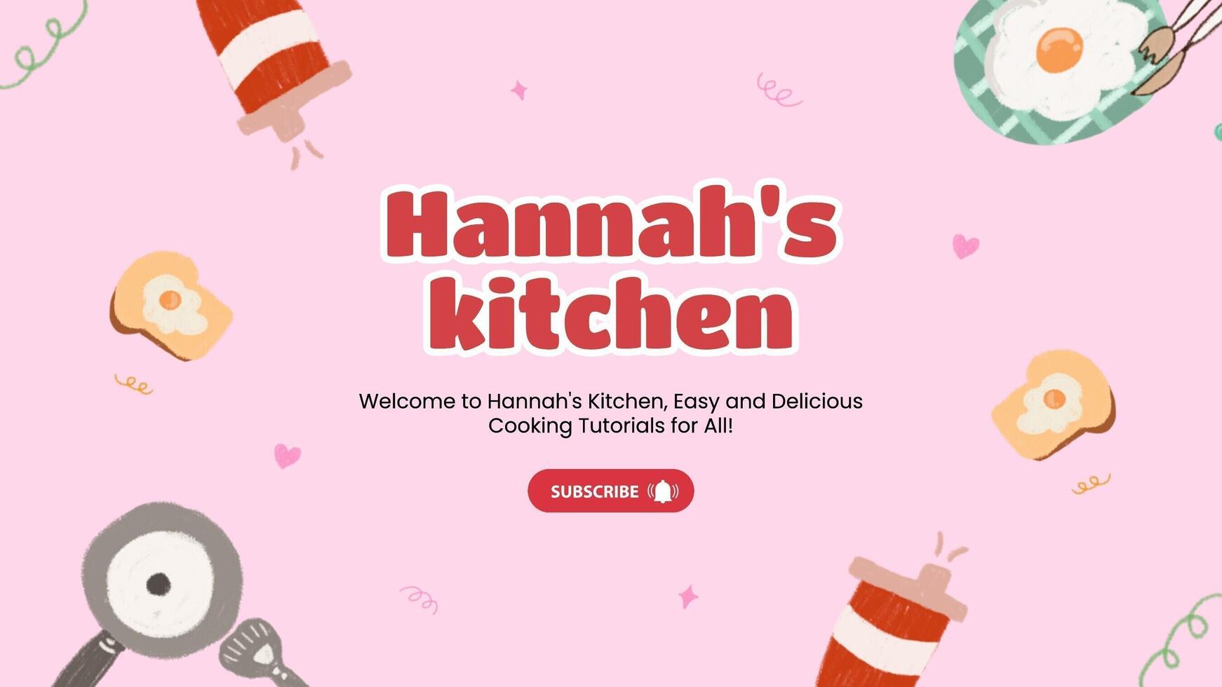 Pink cute kitchen youtube banner template