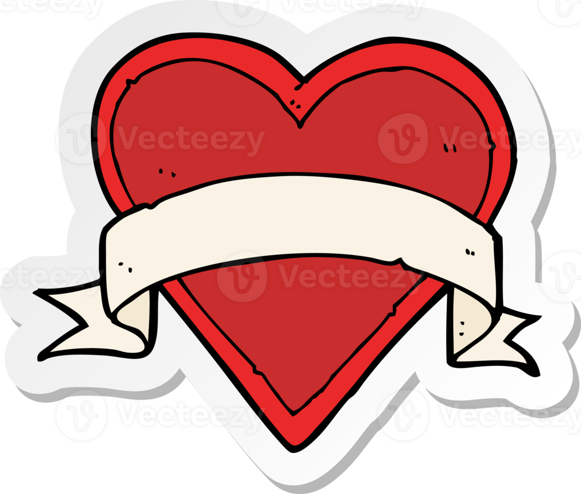 sticker of a cartoon love heart tattoo png