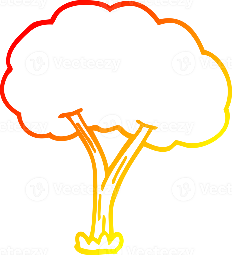 warm gradient line drawing of a cartoon blooming tree png