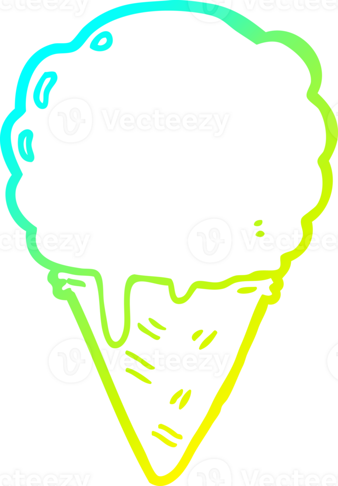 cold gradient line drawing of a cartoon ice cream png