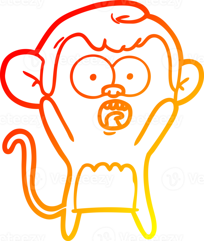 warm gradient line drawing of a cartoon shocked monkey png