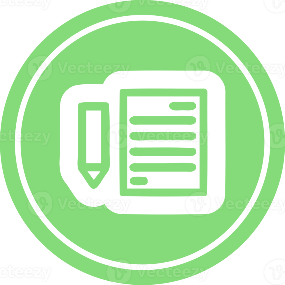 document and pencil circular icon symbol png