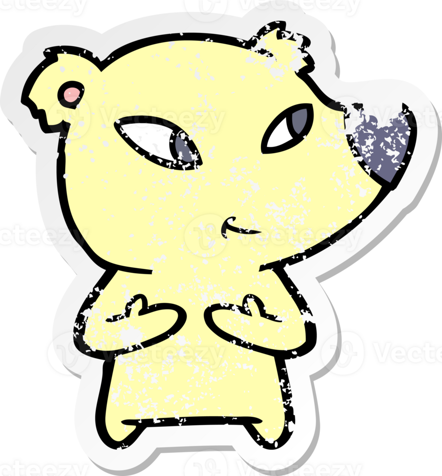 distressed sticker of a cute cartoon bear png