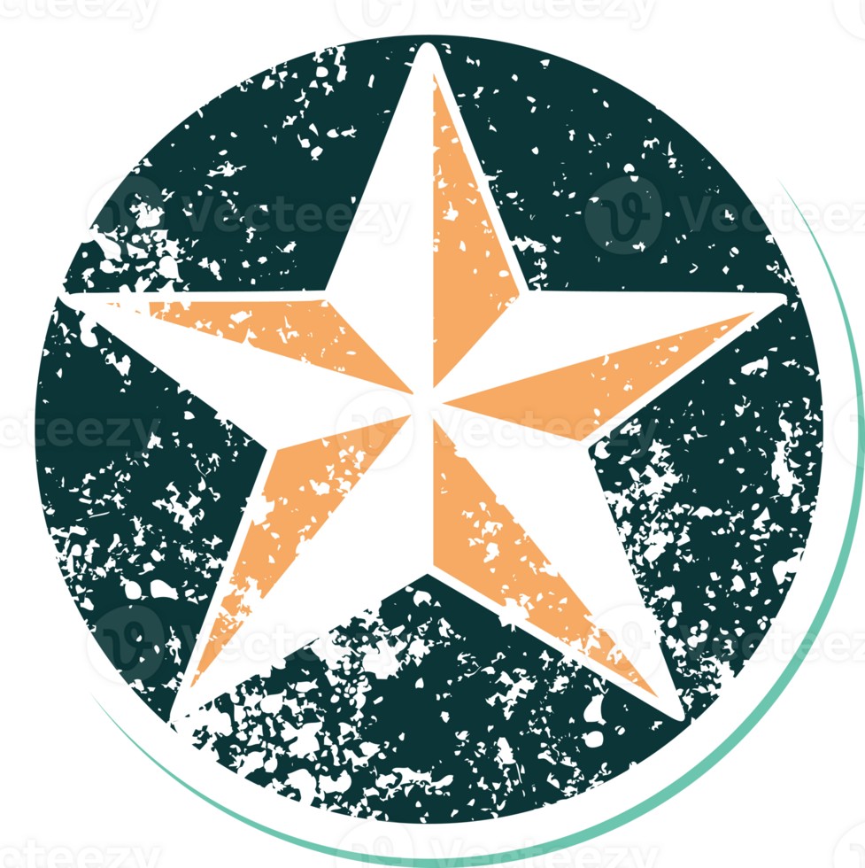 iconic distressed sticker tattoo style image of a star png