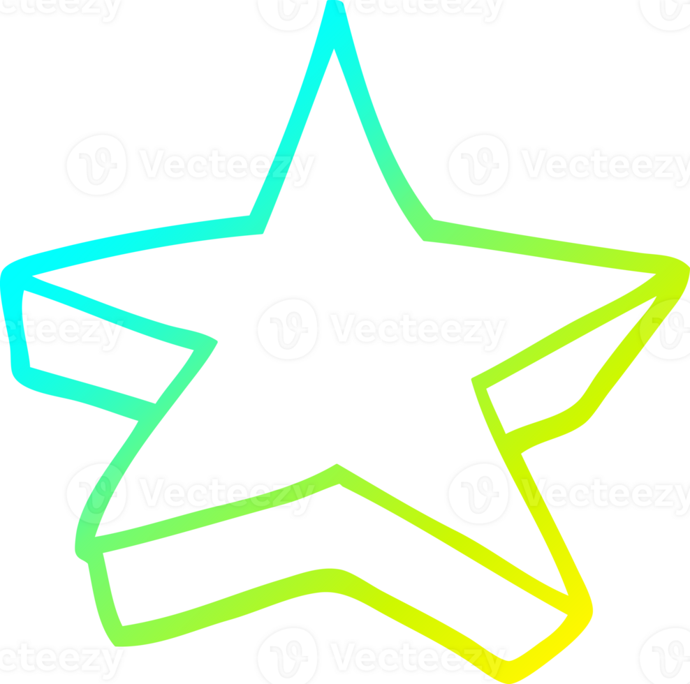 cold gradient line drawing of a cartoon star png