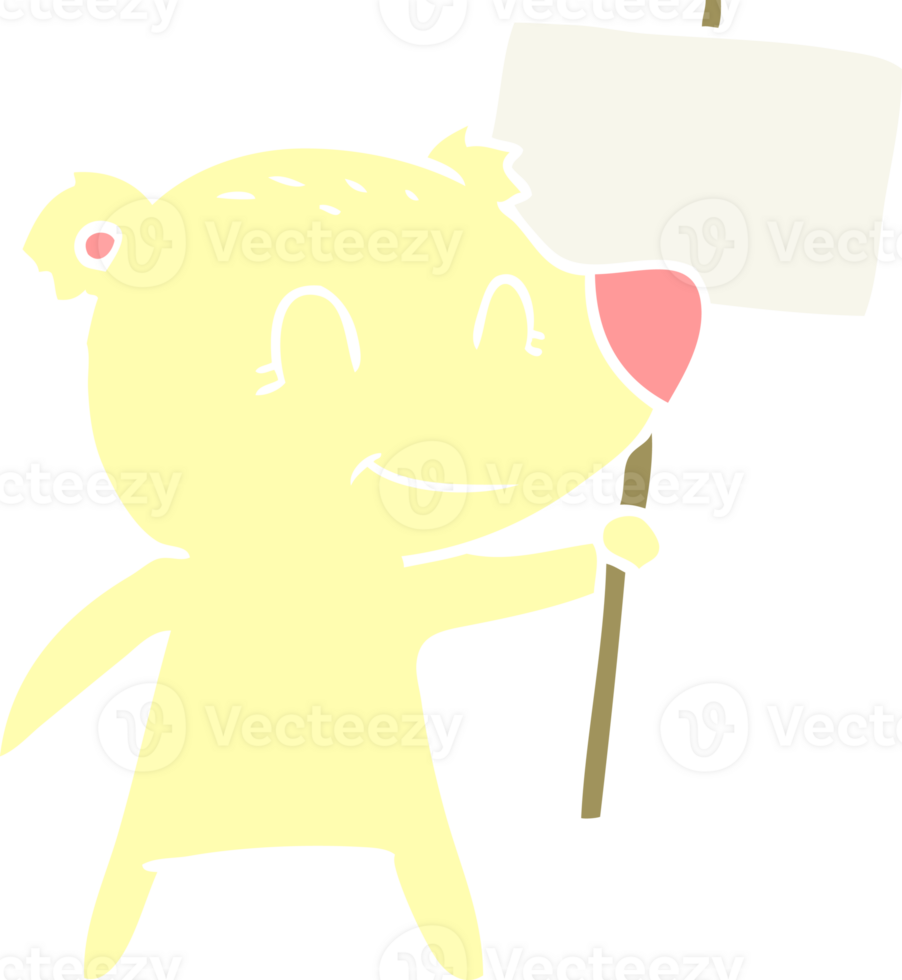 flat color style cartoon bear holding sign png