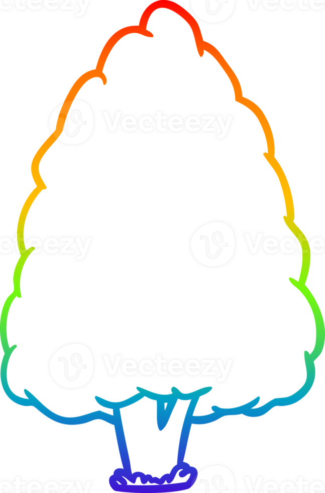 rainbow gradient line drawing of a tall tree png