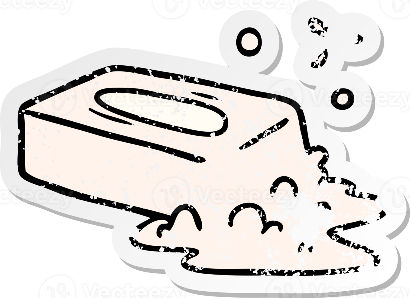 hand drawn distressed sticker cartoon doodle of a bubbled soap png