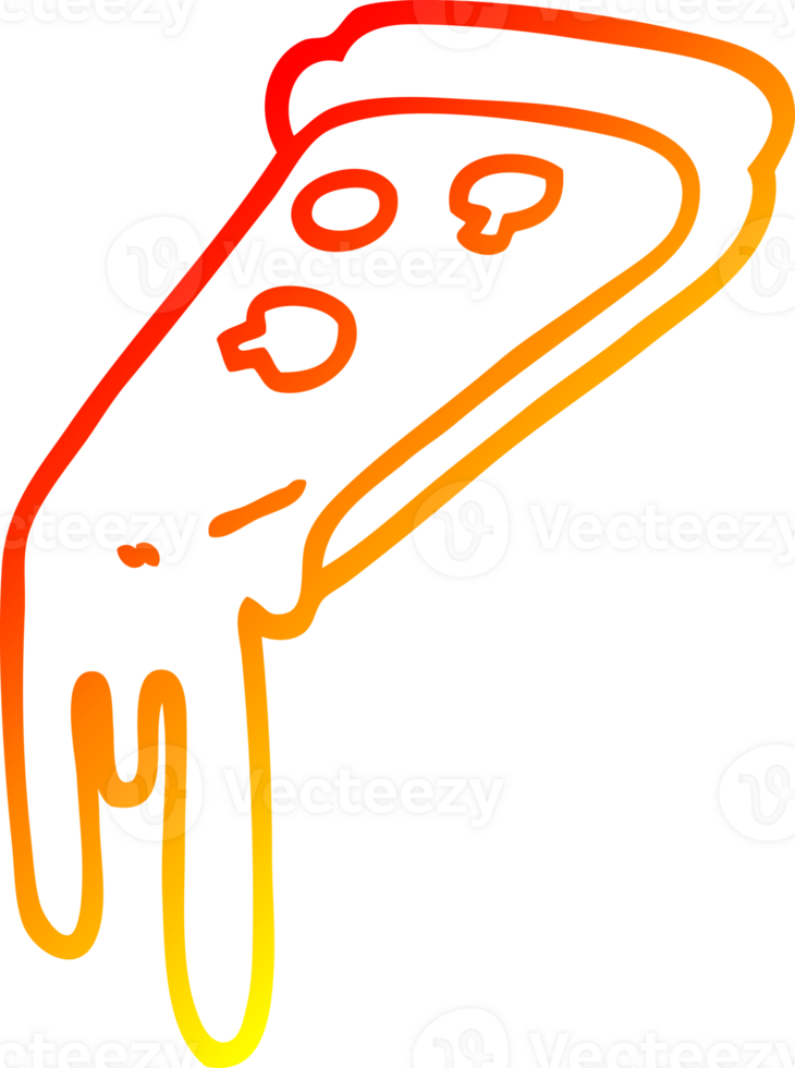warm gradient line drawing of a cartoon pizza slice png
