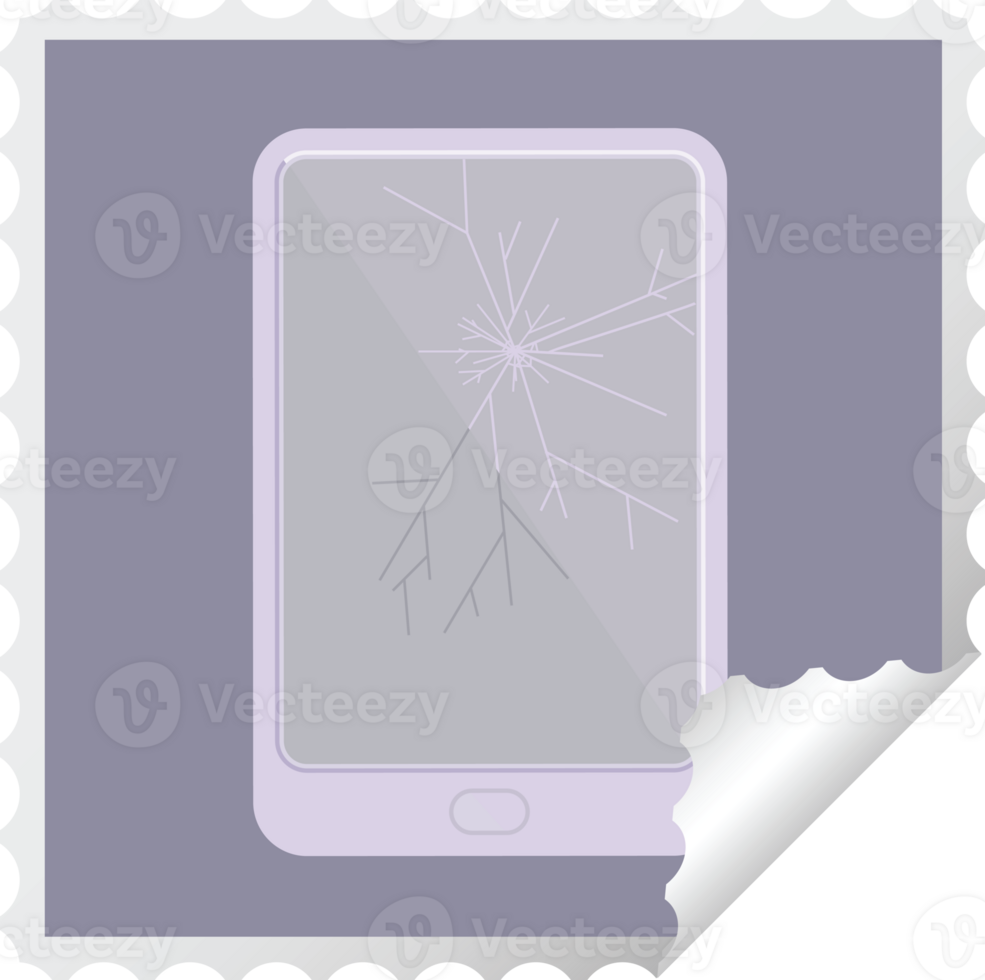 broken electronic tablet   square sticker stamp png