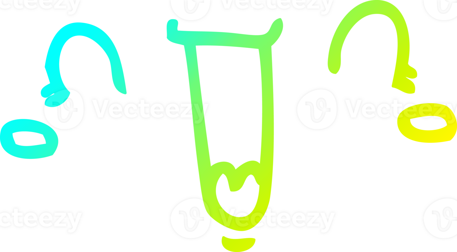 cold gradient line drawing of a happy cartoon face png