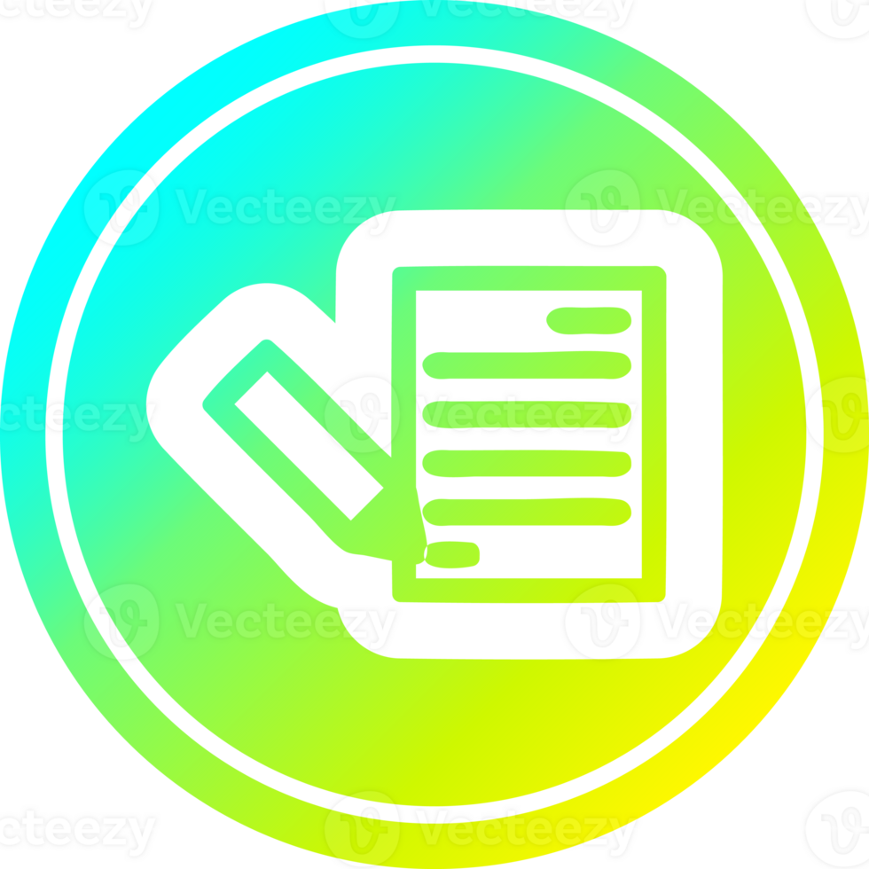 document and pencil circular icon with cool gradient finish png