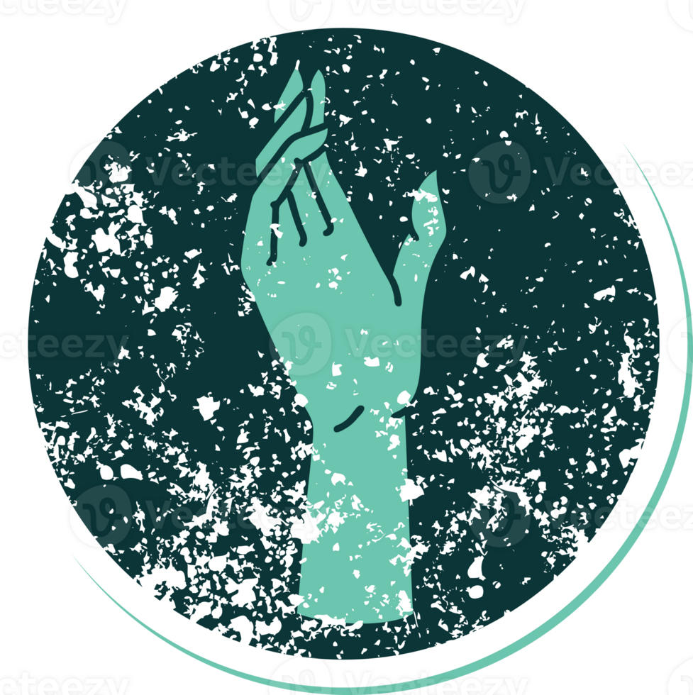 iconic distressed sticker tattoo style image of a hand png