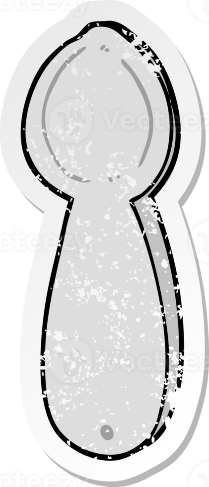 distressed sticker of a cartoon spoon png
