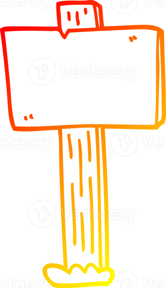 warm gradient line drawing cartoon sign post png