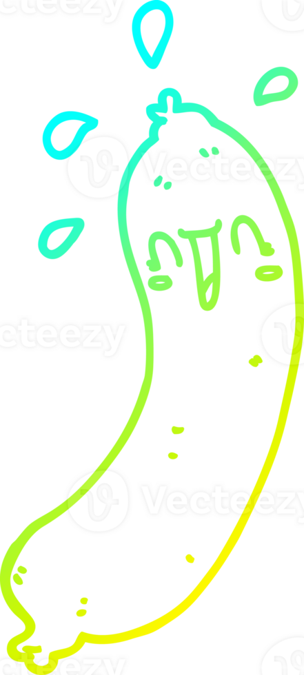 cold gradient line drawing happy cartoon sausage png