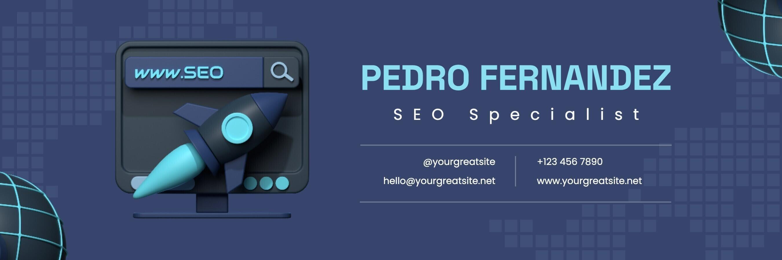 dark blue 3d futuristic seo marketing twitter header template