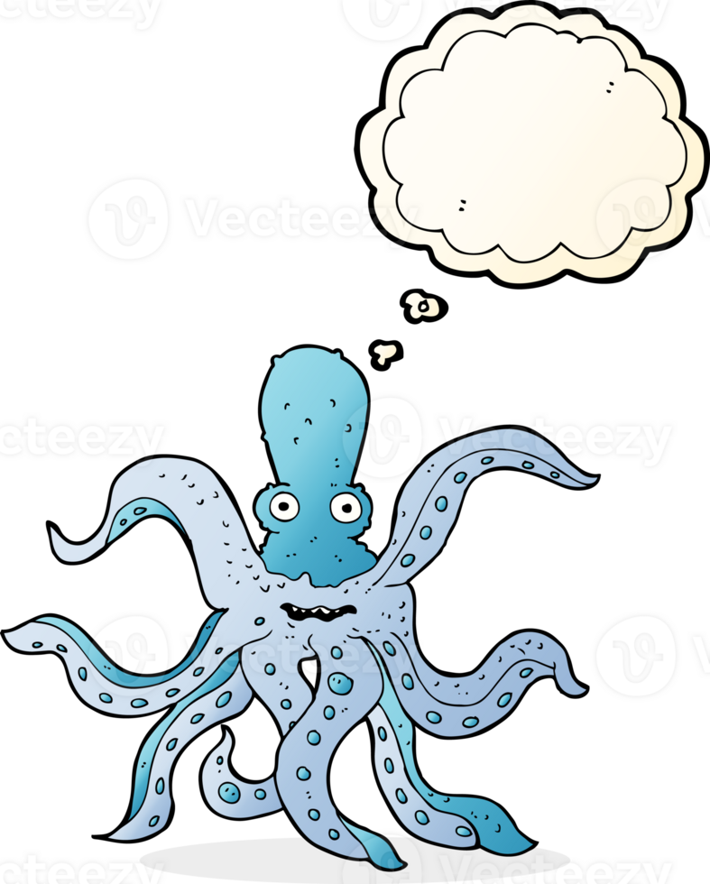 cartoon giant octopus with thought bubble png