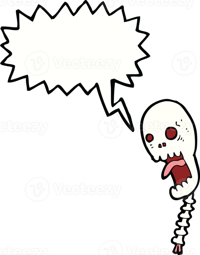 funny cartoon skull with speech bubble png
