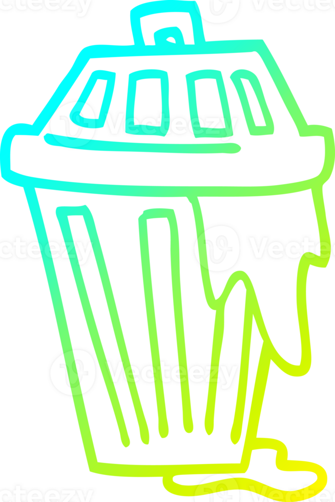 cold gradient line drawing cartoon waste bin png