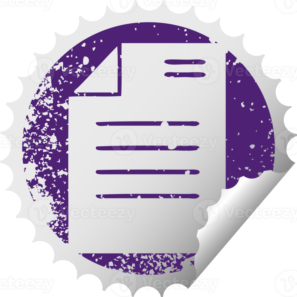 distressed circular peeling sticker symbol sheet of paper png
