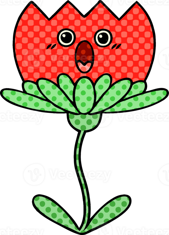 comic book style cartoon flower png