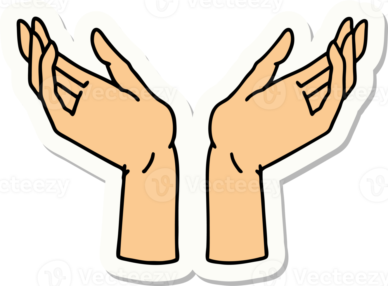 tattoo style sticker of open hands png