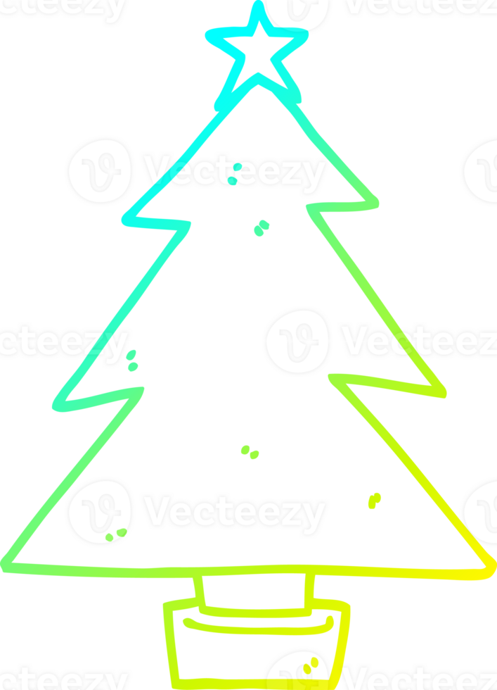 cold gradient line drawing cartoon christmas tree png