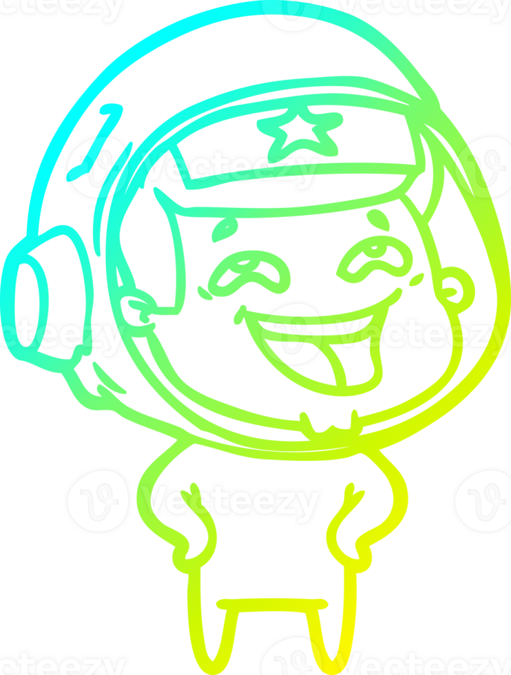 cold gradient line drawing cartoon laughing astronaut png
