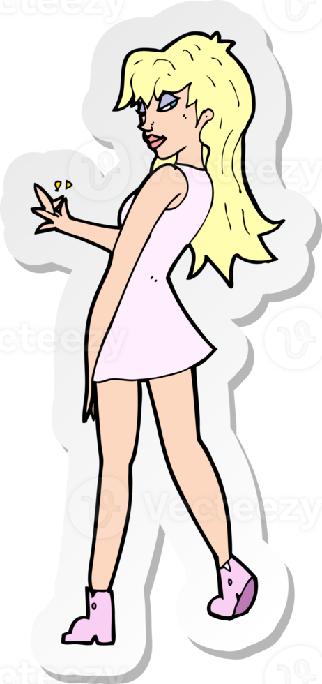 sticker of a cartoon woman posing in dress png