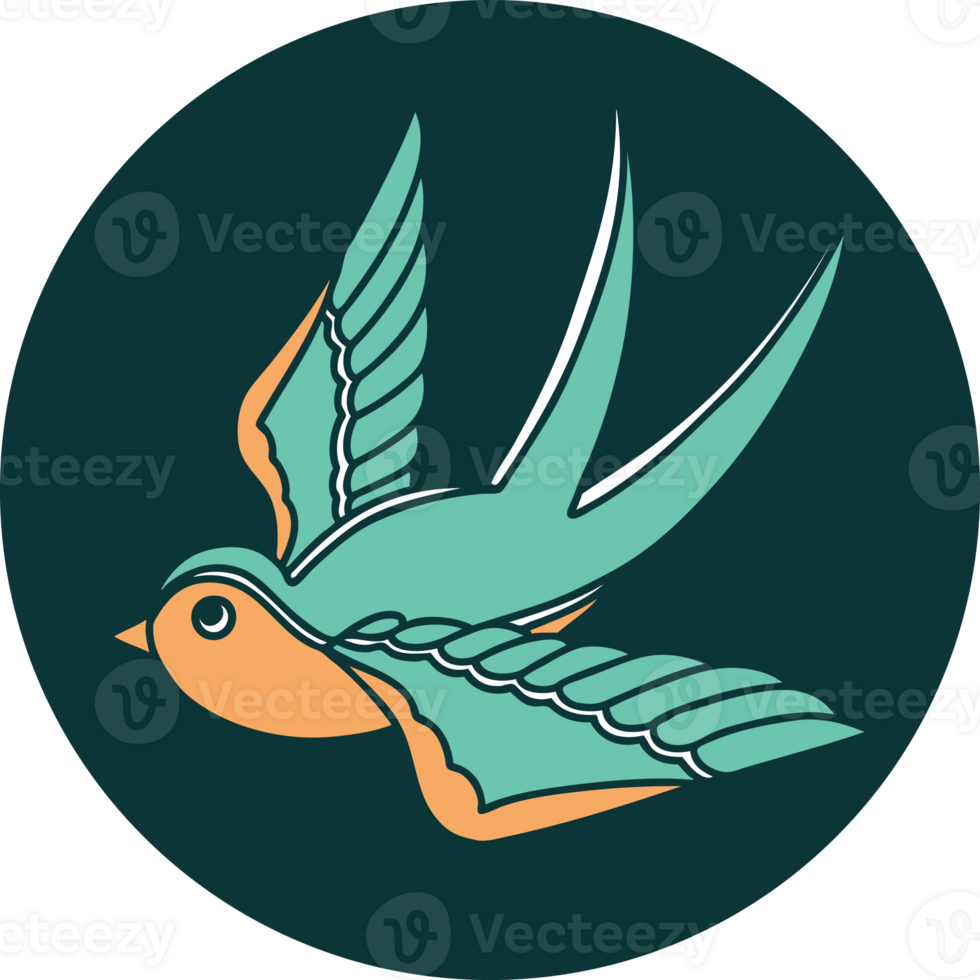 tattoo style icon of a swallow png