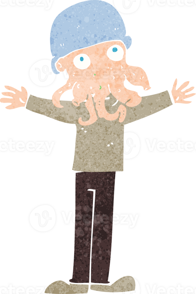cartoon alien squid face man png