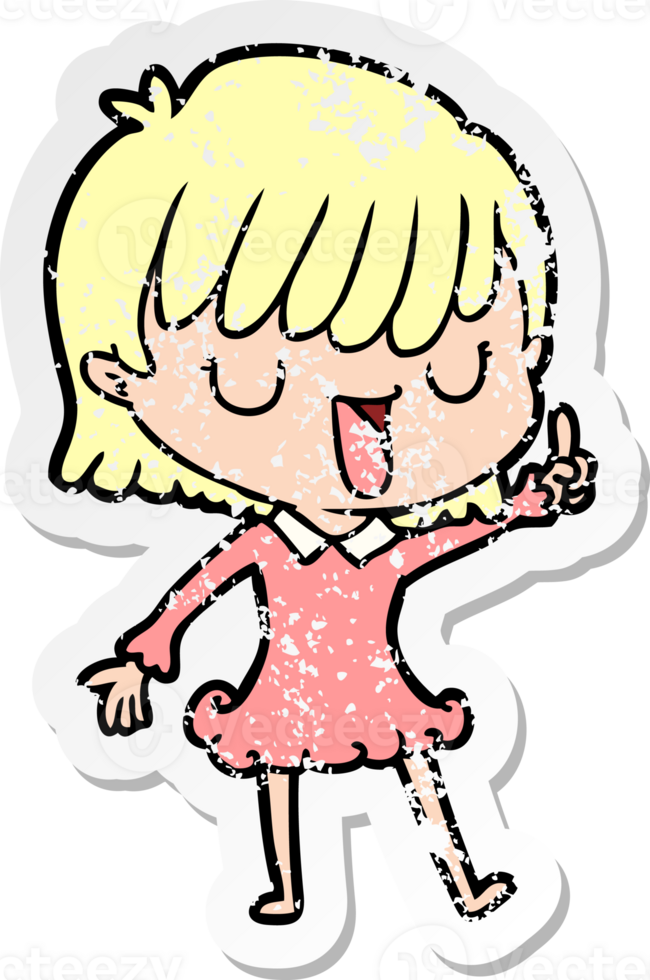 distressed sticker of a cartoon woman png