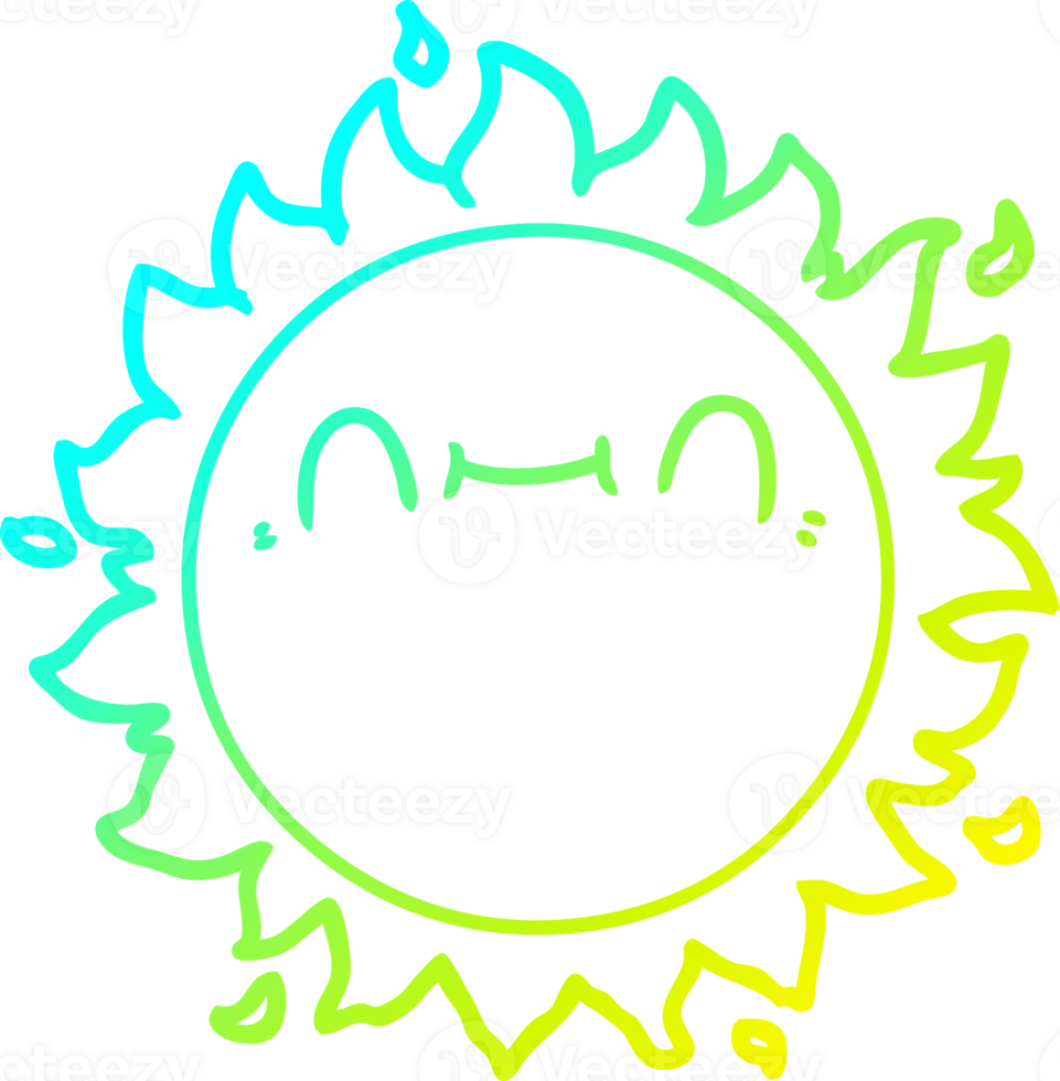 cold gradient line drawing happy cartoon sun png