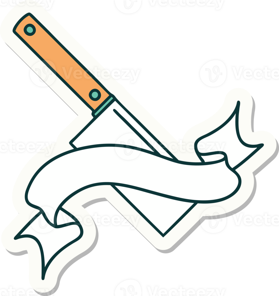 tattoo sticker with banner of a meat cleaver png