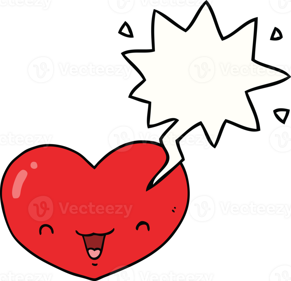 cartoon love heart character and speech bubble png
