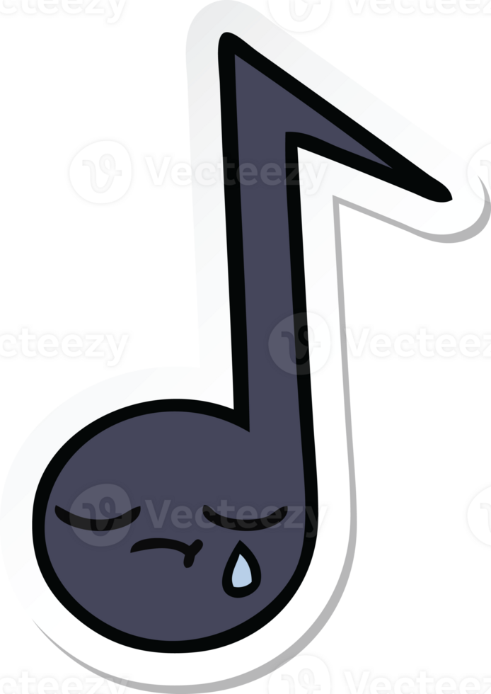 sticker of a cute cartoon musical note png