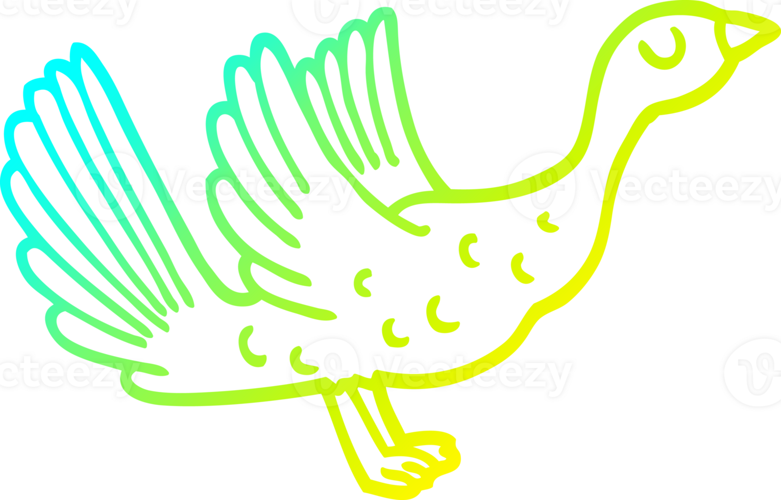 cold gradient line drawing cartoon goose png