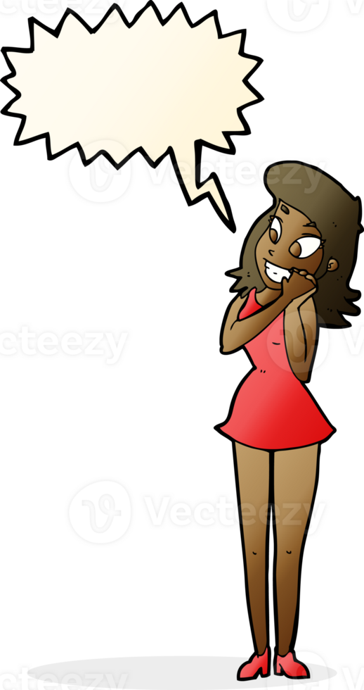 cartoon excited woman with speech bubble png