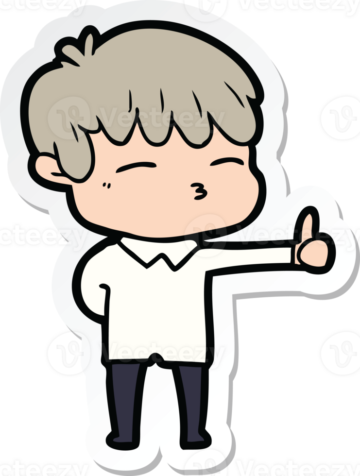 sticker of a cartoon curious boy png
