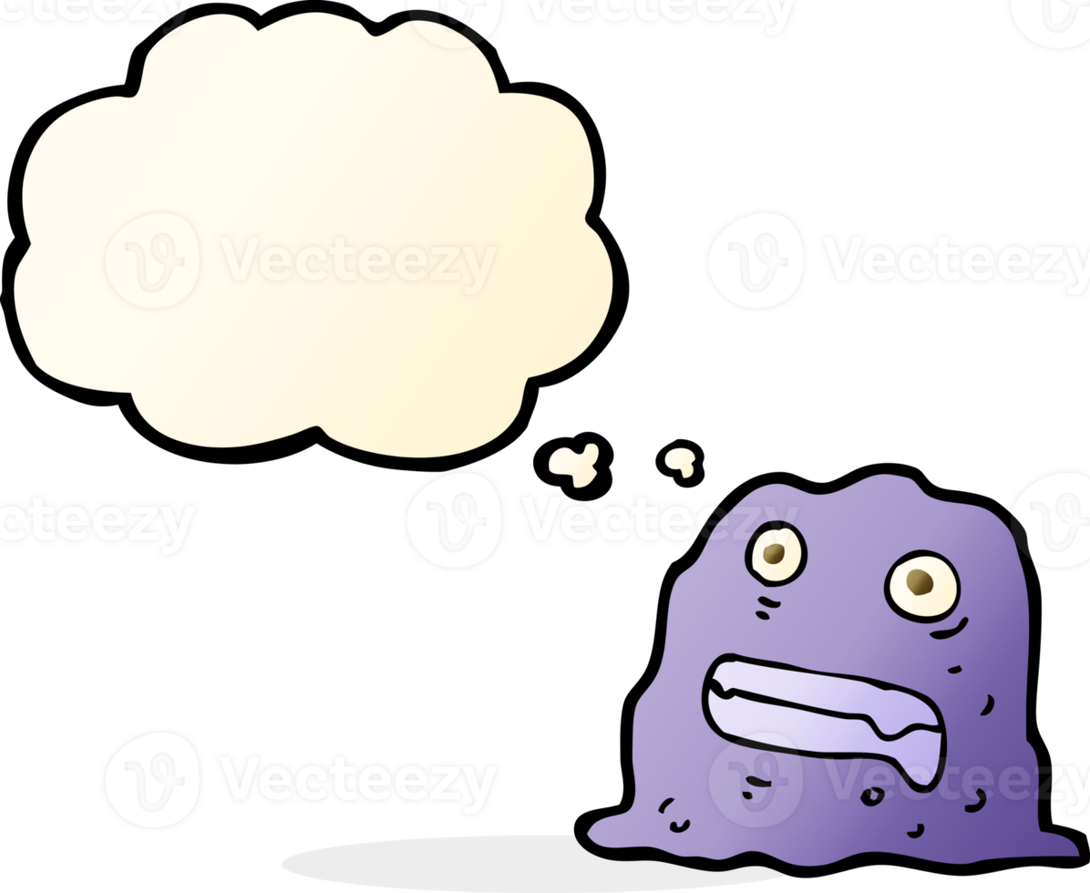 cartoon slime creature with thought bubble png