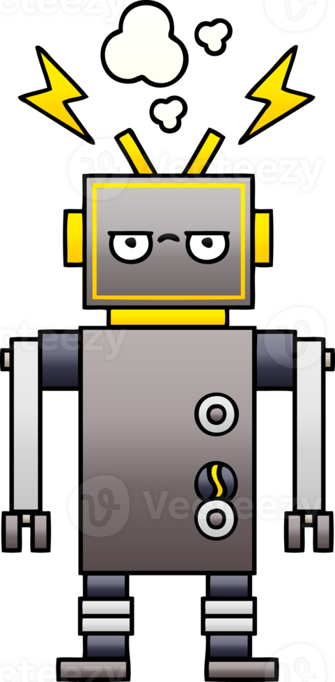 gradient shaded cartoon malfunctioning robot png