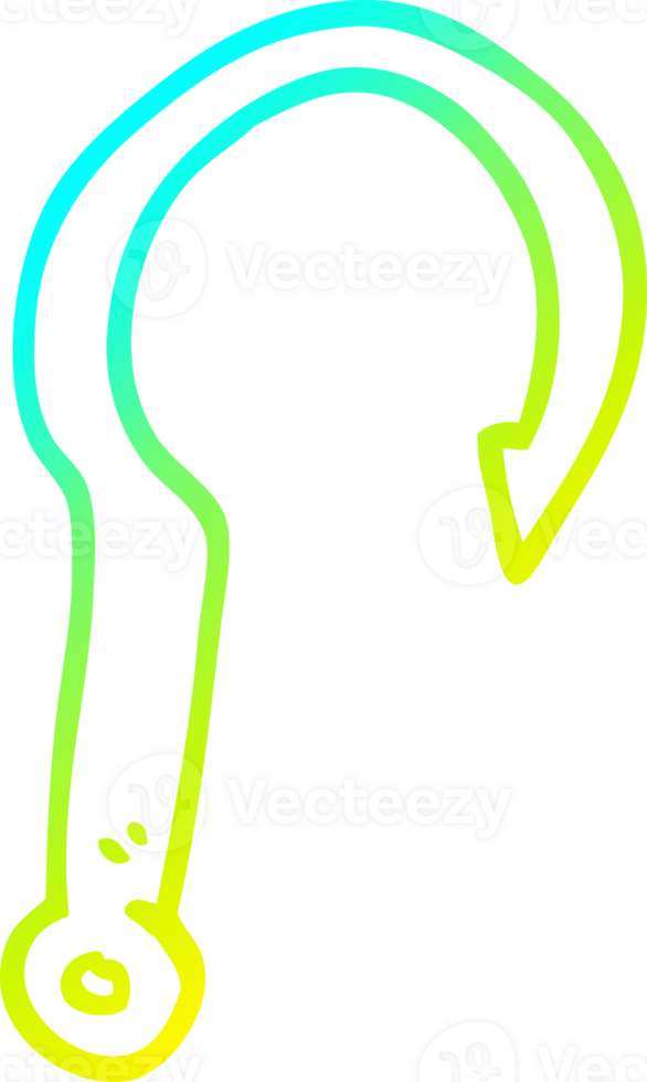 anzuelo de dibujos animados de dibujo de línea de gradiente frío png