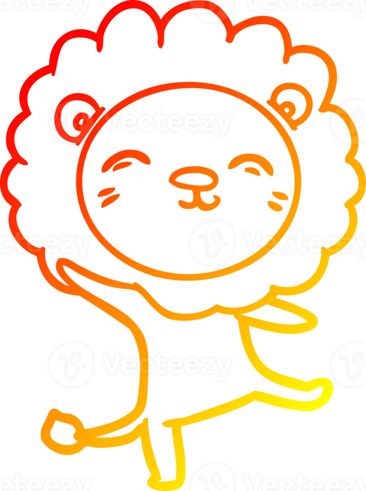 warm gradient line drawing cartoon lion png