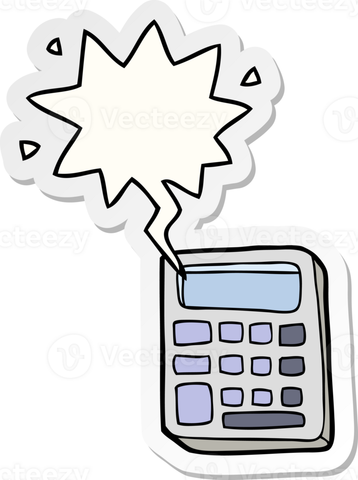 cartoon calculator and speech bubble sticker png