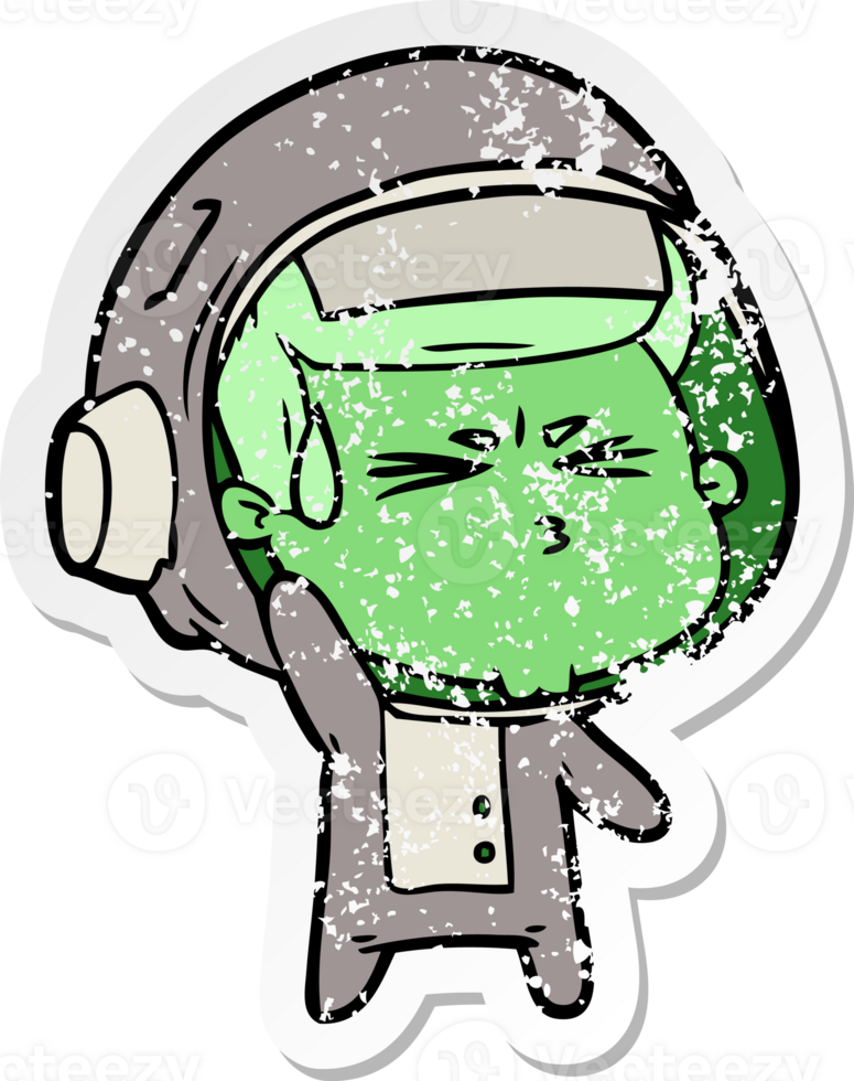 adesivo angustiado de um astronauta estressado de desenho animado png