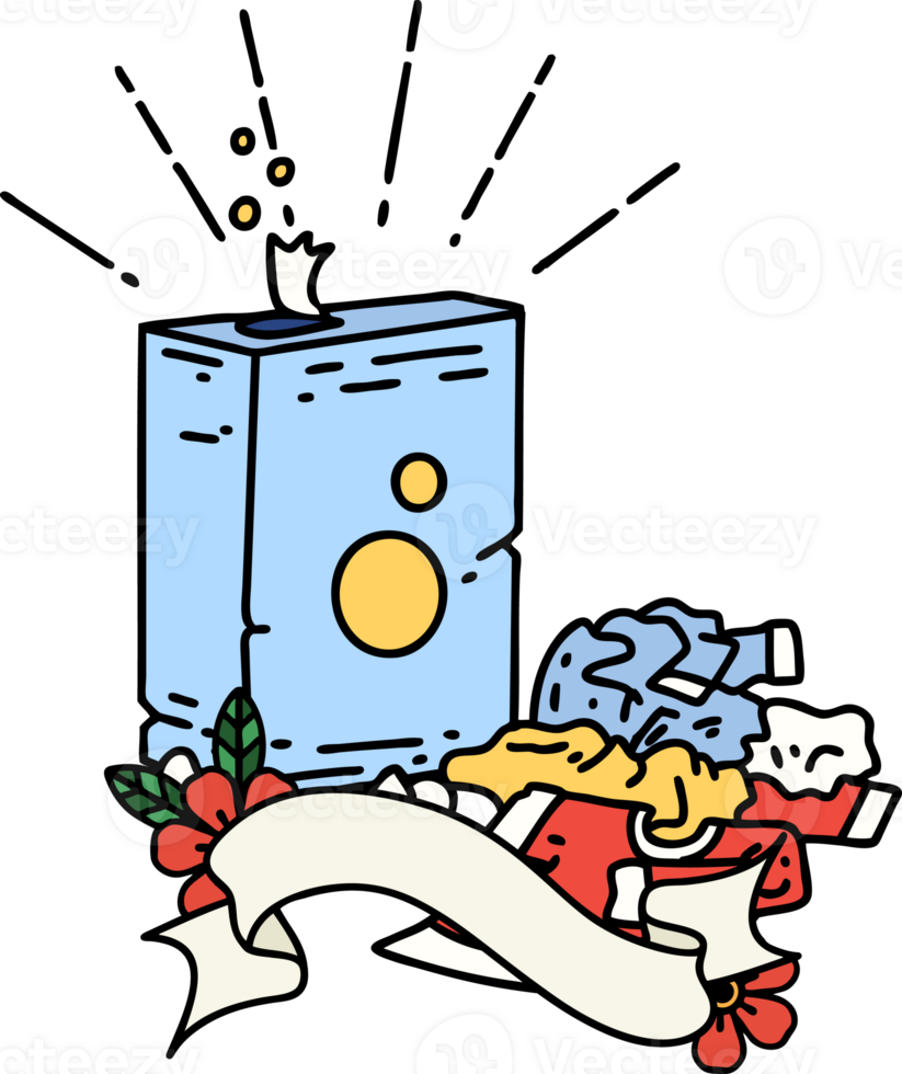 banner with tattoo style detergent and pile of clothes png