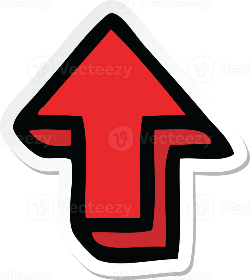 sticker of a cute cartoon pointing arrow png