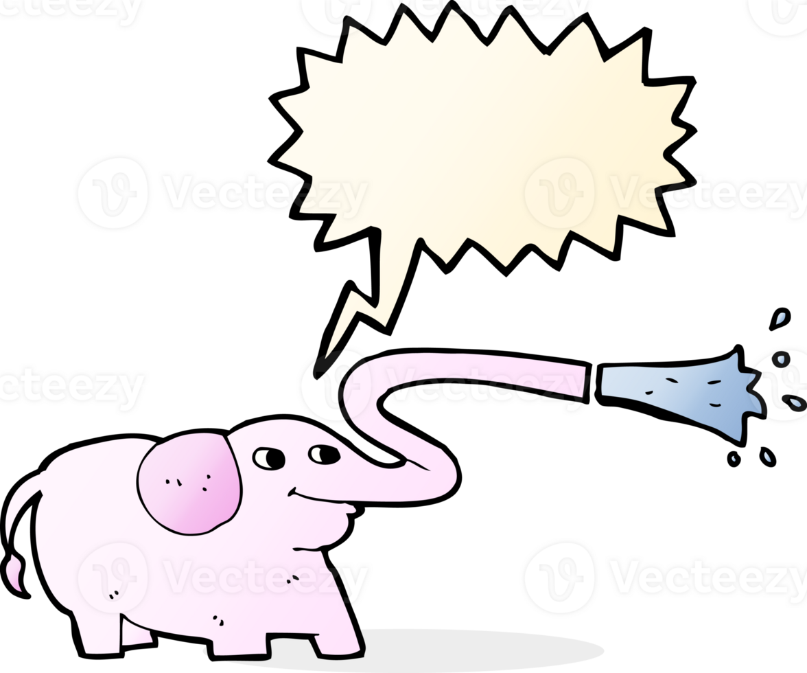 cartoon elephant squirting water with speech bubble png